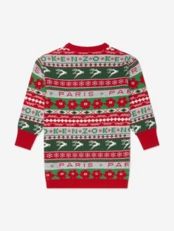 Kenzo Kids Girls Seasonal Knitted Dress In Red -Monna Clothing Shop KENA3134 968 2