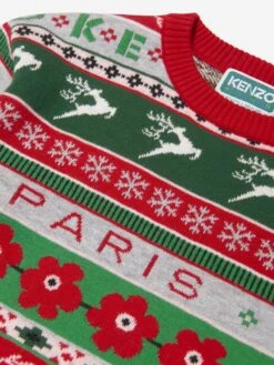 Kenzo Kids Girls Seasonal Knitted Dress In Red -Monna Clothing Shop KENA3134 968 4