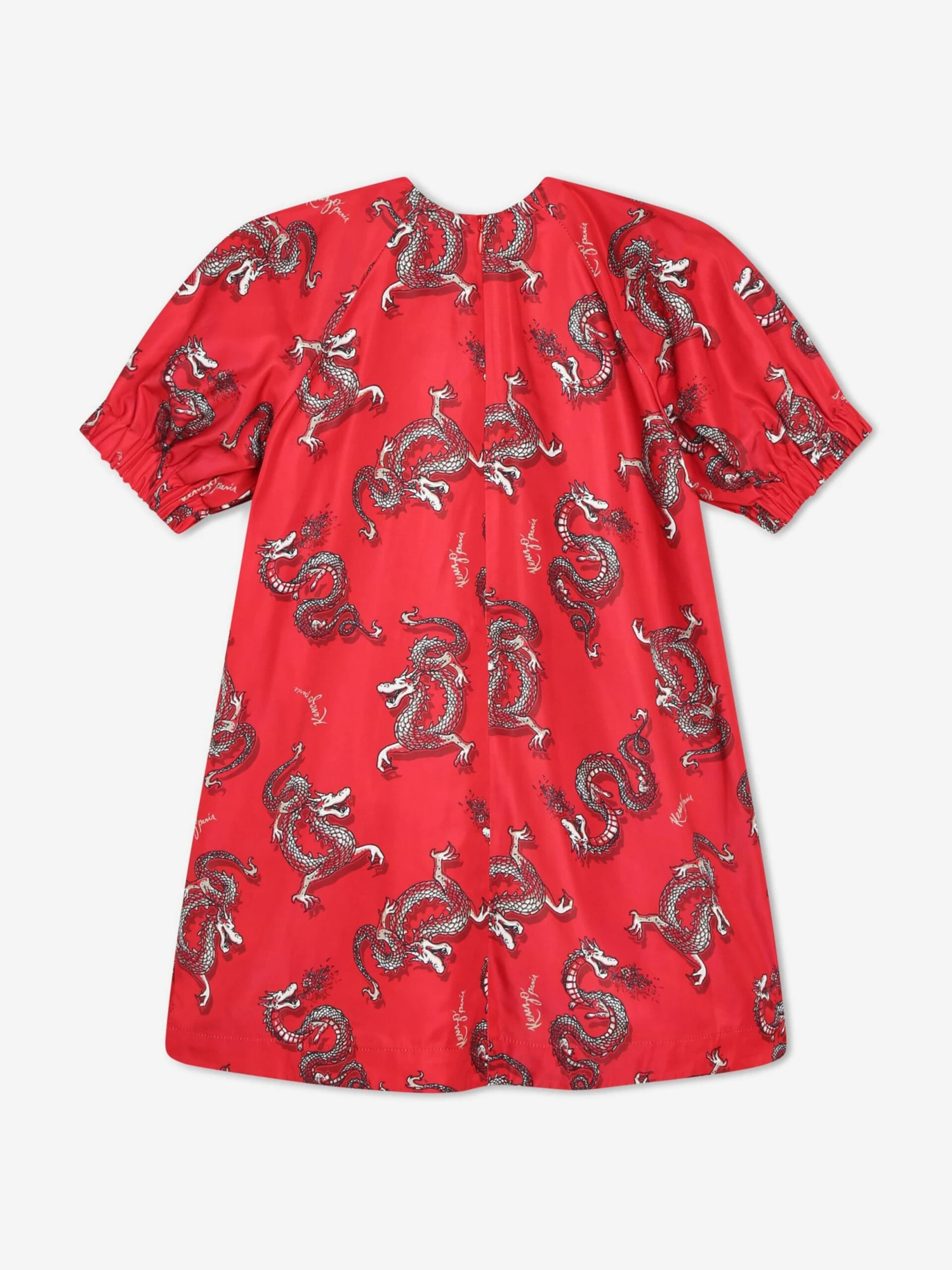 Kenzo Kids Girls Dragon Print Dress In Red 5 Kenzo Kids Girls Dragon Print Dress In Red - Image 3