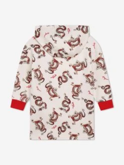 Kenzo Kids Girls Hooded Dragon Dress In Ivory -Monna Clothing Shop KENS4007 IVORY 3