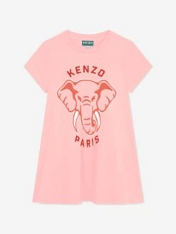 Kenzo Kids Girls Elephant Print Dress In Pink