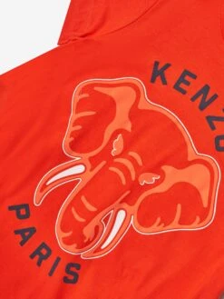 Kenzo Kids Girls Elephant Print Dress In Red -Monna Clothing Shop KENS4238 BRIGHT RED 4