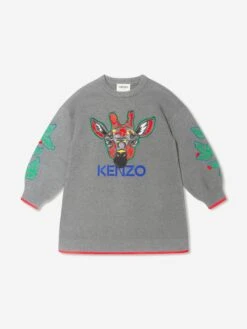 Kenzo Kids Girls Knitted Embroidered Giraffe Dress