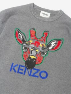 Kenzo Kids Girls Knitted Embroidered Giraffe Dress -Monna Clothing Shop KENZO U66844 3