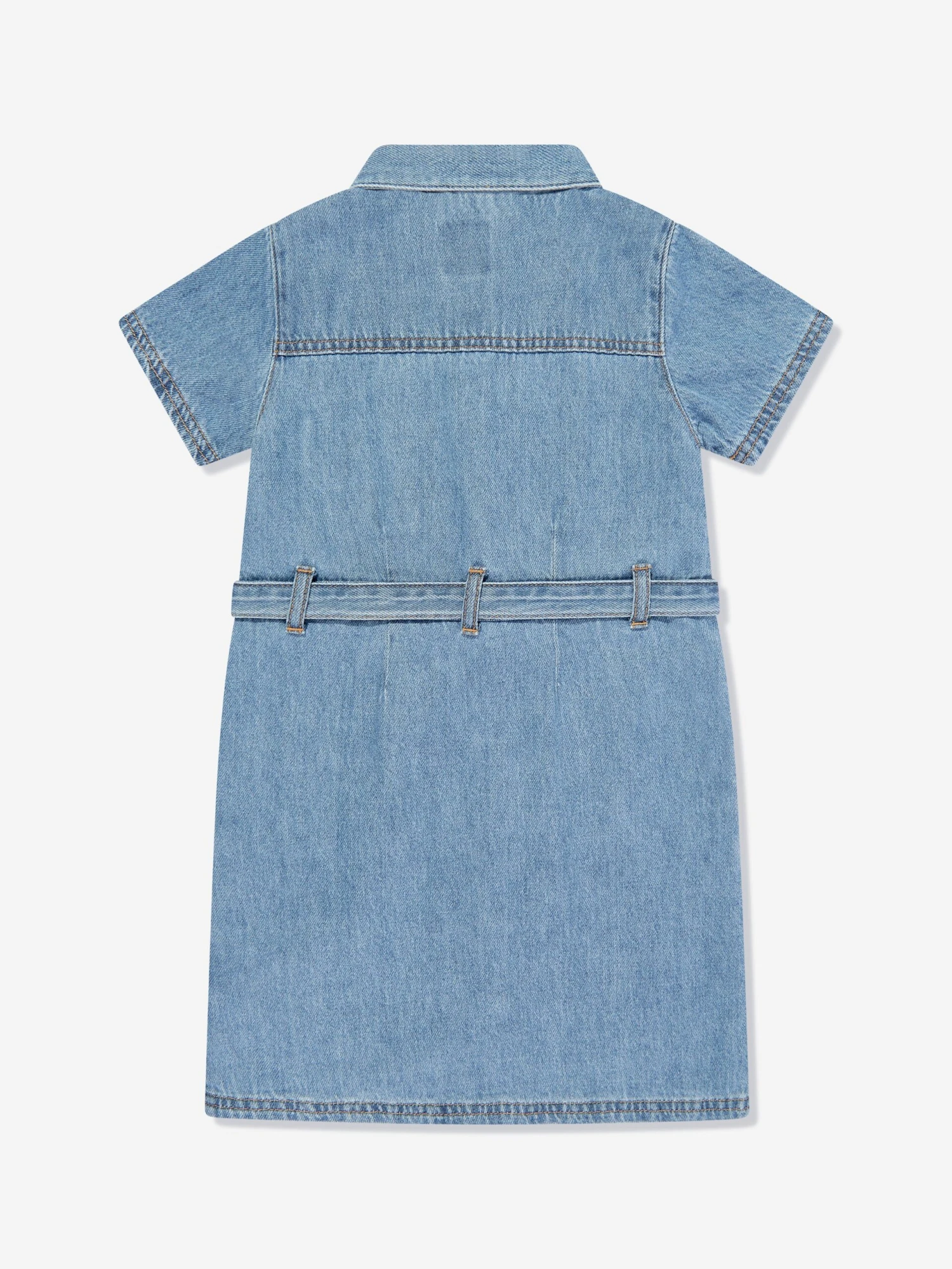 Girls Organic Utility Dress In Blue 5 Girls Organic Utility Dress In Blue - Image 3