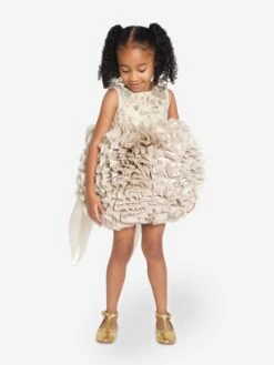 Girls Pomme Occasion Dress In Gold 13 Girls Pomme Occasion Dress In Gold -Monna Clothing Shop MAIA3017 2