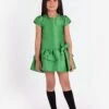 Girls Layered Bow Dress In Green 1 Girls Layered Bow Dress In Green -Monna Clothing Shop MAMA3011