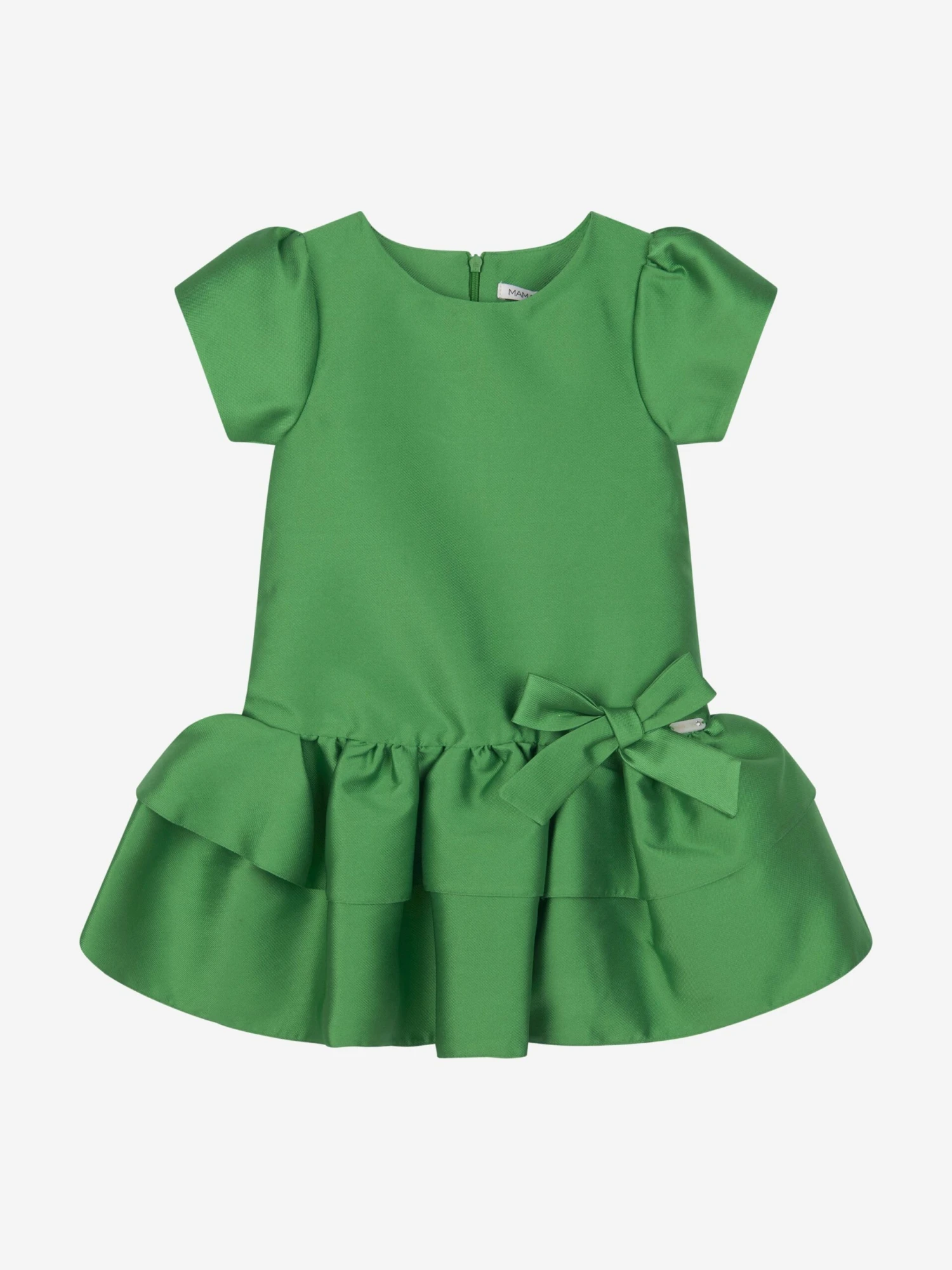Girls Layered Bow Dress In Green 5 Girls Layered Bow Dress In Green - Image 3
