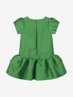 Girls Layered Bow Dress In Green 11 Girls Layered Bow Dress In Green -Monna Clothing Shop MAMA3011 GREEN 2