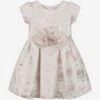 Girls Jacquard Occasion Dress In Gold