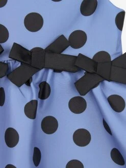 Girls Polka Bow Dress In Blue -Monna Clothing Shop MAMA3016 BLUE 3