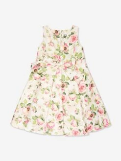 Girls Flower Dress In White