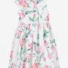 Girls Ruffle Floral Print Dress In White -Monna Clothing Shop MAMS4013 WHITE 1