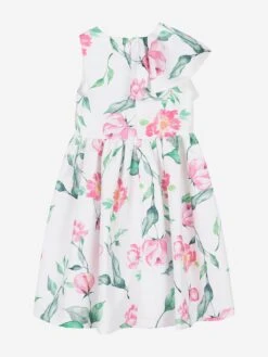 Girls Ruffle Floral Print Dress In White 11 Girls Ruffle Floral Print Dress In White -Monna Clothing Shop MAMS4013 WHITE 2