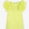 Girls Organz Ruffle Sleeve Dress In Yellow 2 Girls Organz Ruffle Sleeve Dress In Yellow -Monna Clothing Shop MAMS4018 YELLOW 1