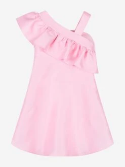 Girls One Shoulder Ruffle Dress In Pink 11 Girls One Shoulder Ruffle Dress In Pink -Monna Clothing Shop MAMS4020 PINK 2