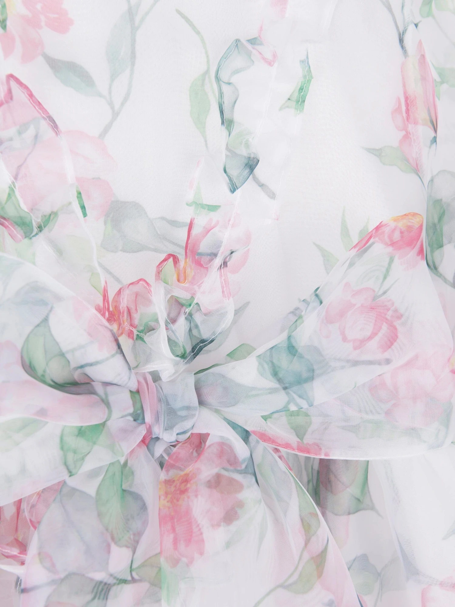 Girls Organza Ruffle Rose Dress In White 7 Girls Organza Ruffle Rose Dress In White - Image 5