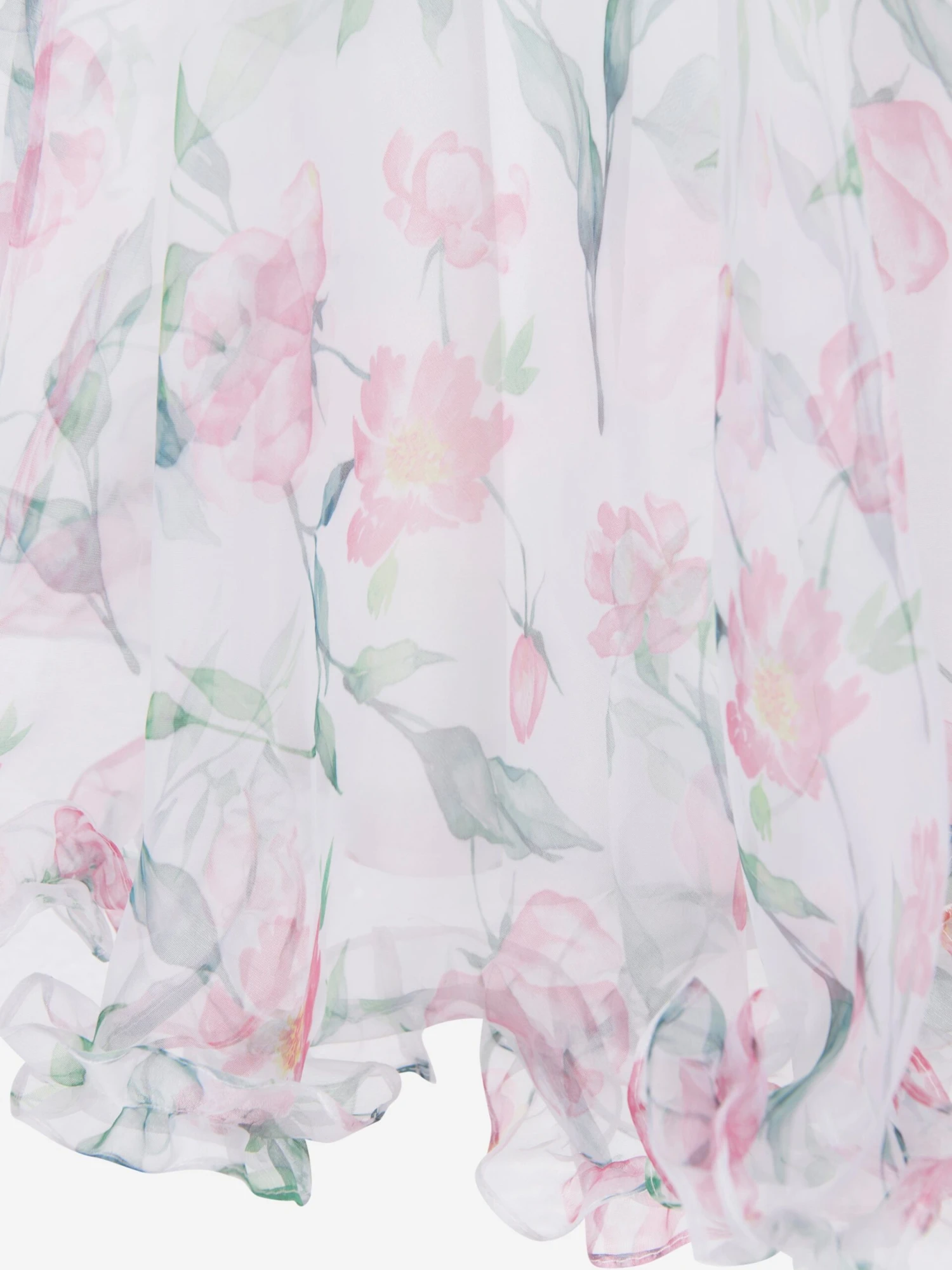 Girls Organza Ruffle Rose Dress In White 8 Girls Organza Ruffle Rose Dress In White - Image 6