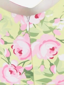 Girls Flower Print Dress With Belt In Yellow -Monna Clothing Shop MAMS4022 GREEN 4