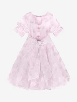 Girls Micro Flowers Princess Dress In Pink