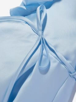 Girls Large Bow Occasion Dress In Blue -Monna Clothing Shop MAMS4027 BLUE 4