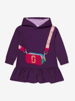 Marc Jacobs Girls Hooded Sweater Dress In Purple