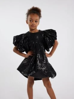 Marc Jacobs Girls Sequinned Occasion Dress In Black -Monna Clothing Shop MARS4082 1