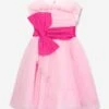 Marchesa Girls Taffeta Belt Tulle Occasion Dress In Pink -Monna Clothing Shop MCHS4003 PINK 1