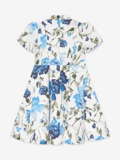 Marchesa Girls Floral Print Dress In Blue -Monna Clothing Shop MCHS4004 BLUE 2