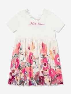 Marchesa Girls Logo Embroidered Floral Dress In Multicolour