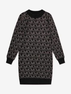 Michael Kors Girls Knitted Logo Dress In Black