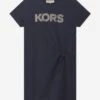 Michael Kors Girls Studded Logo Dress In Navy 2 Michael Kors Girls Studded Logo Dress In Navy -Monna Clothing Shop MICS4008 NAVY 1