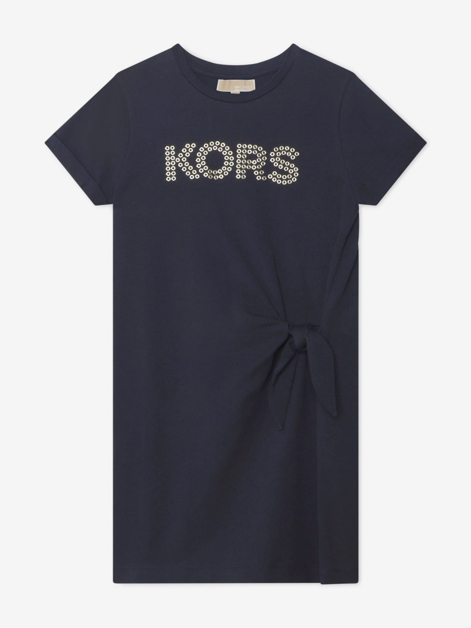 Michael Kors Girls Studded Logo Dress In Navy 3 Michael Kors Girls Studded Logo Dress In Navy