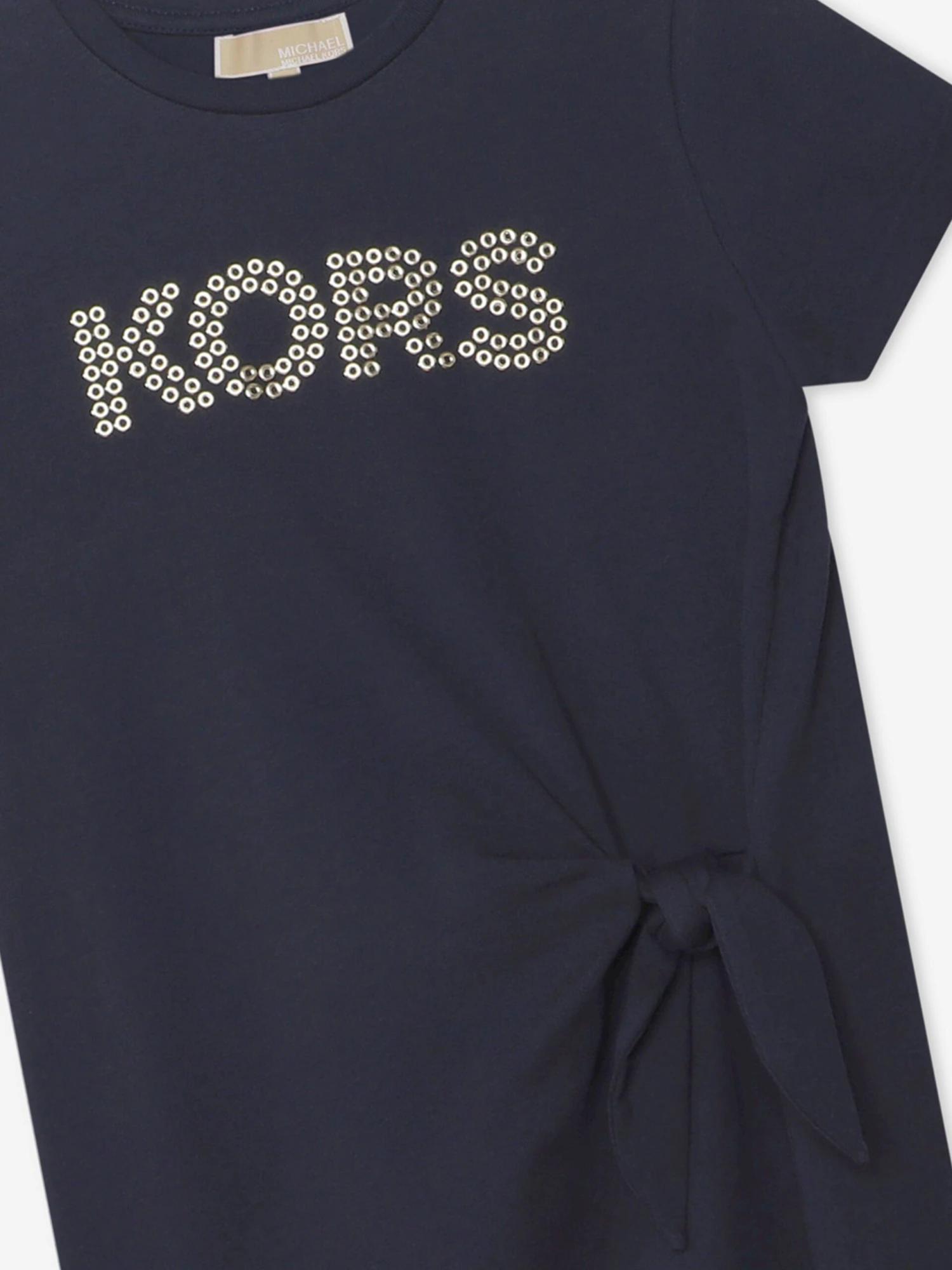 Michael Kors Girls Studded Logo Dress In Navy 5 Michael Kors Girls Studded Logo Dress In Navy - Image 3
