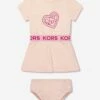 Michael Kors Baby Girls Logo Dress With Knickers In Pink -Monna Clothing Shop MICS4036 PINK PALE 1