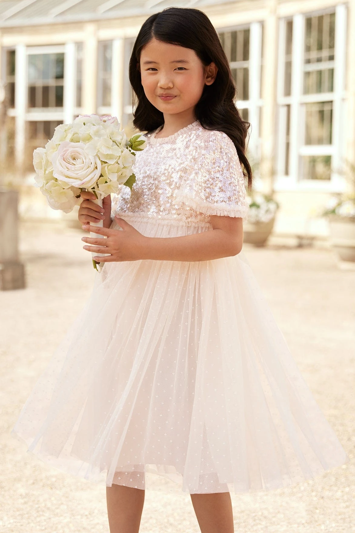 Needle & Thread Girls Mila Gloss Bodice Dress In Cream 8 Needle & Thread Girls Mila Gloss Bodice Dress In Cream - Image 6