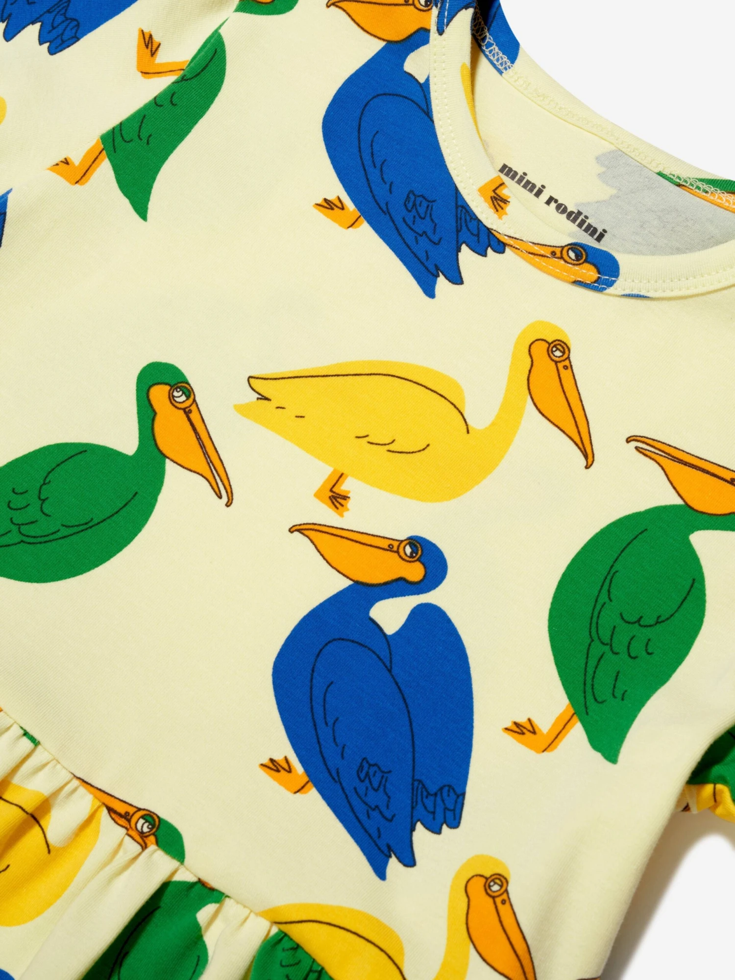 Mini Rodini Girls Pelican Dress In Yellow 6 Mini Rodini Girls Pelican Dress In Yellow - Image 4
