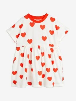 Mini Rodini Girls Heart Print Dress In Red