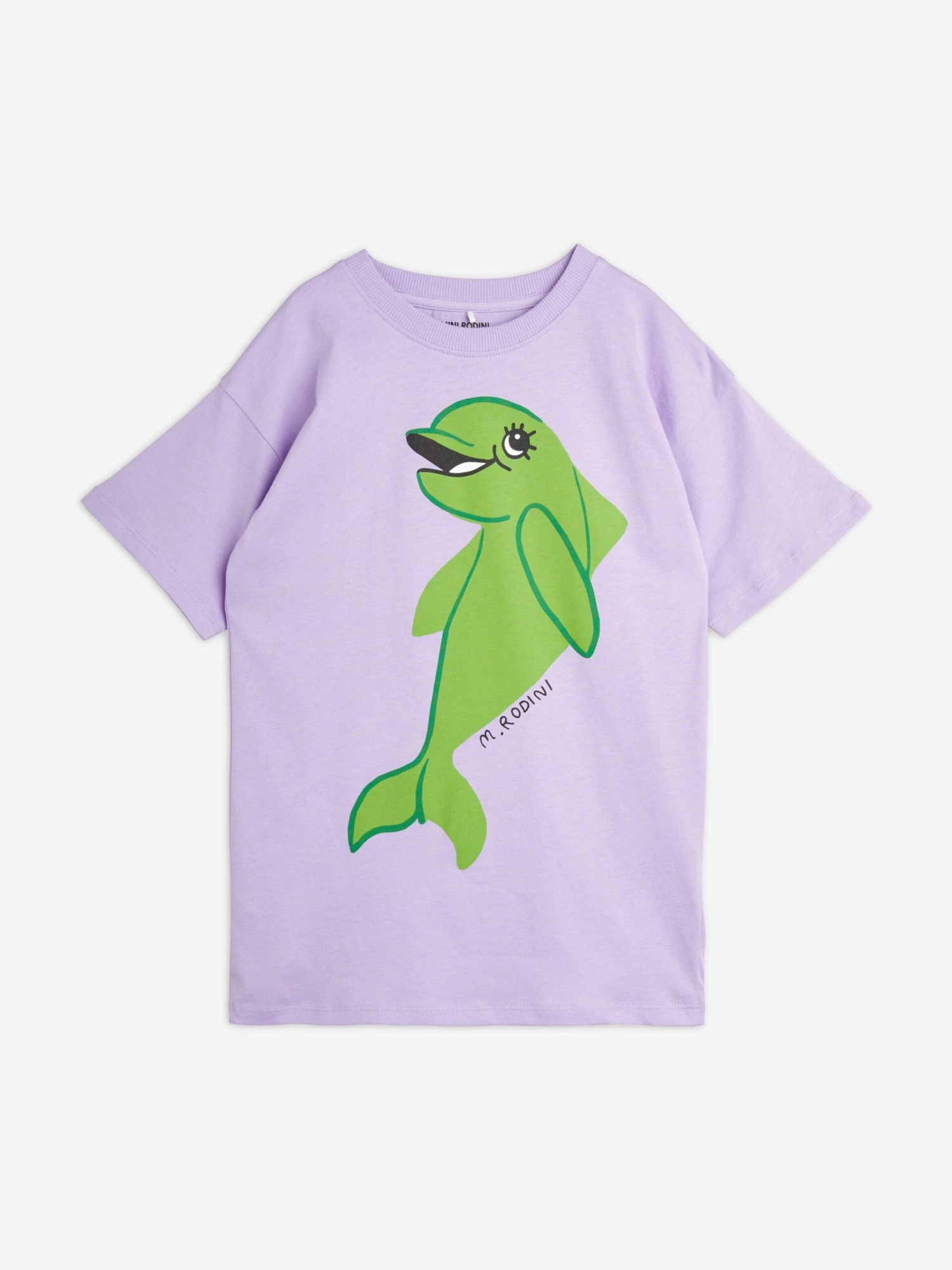 Mini Rodini Girls Dolphin Print Dress In Purple 3 Mini Rodini Girls Dolphin Print Dress In Purple