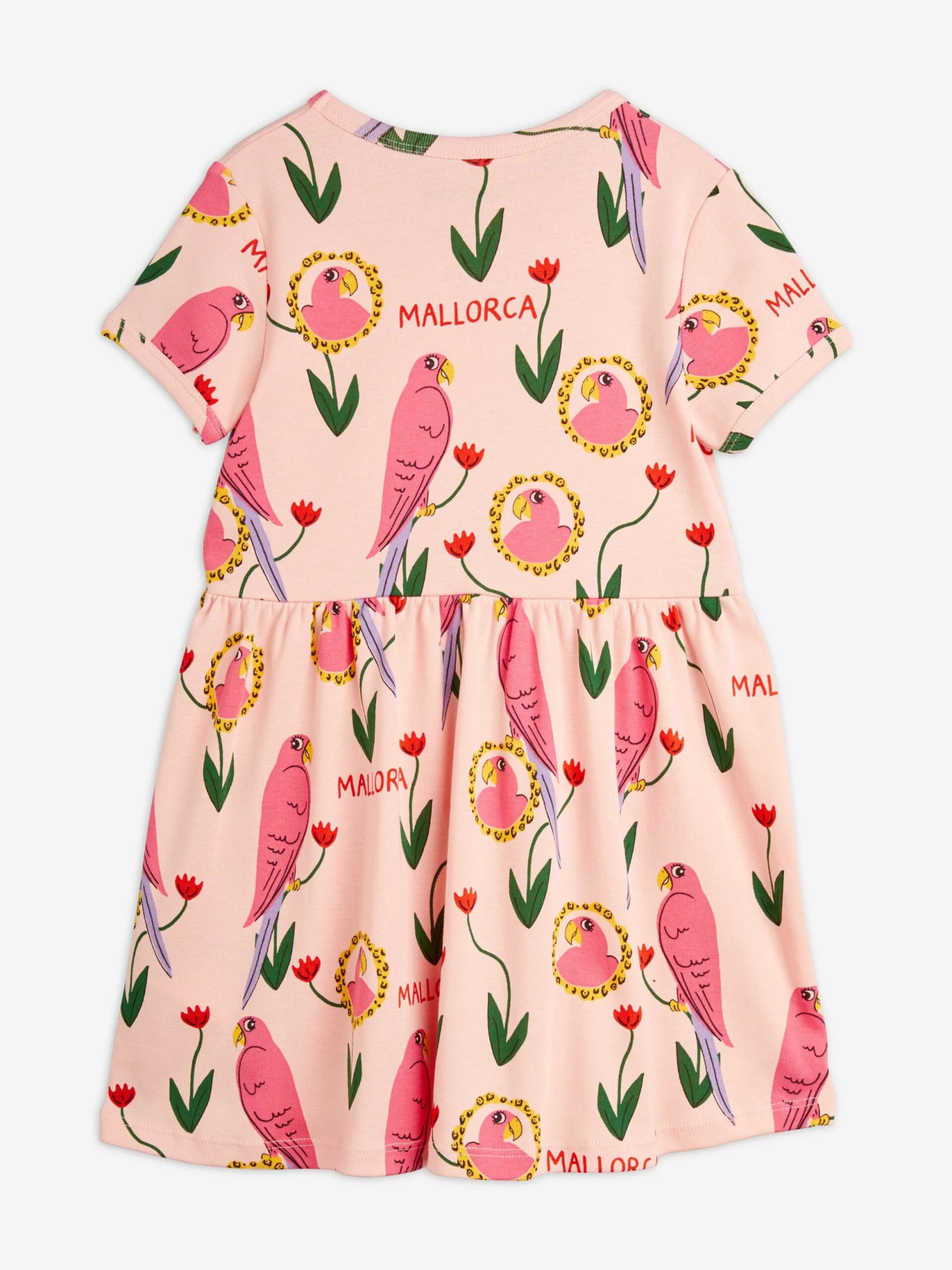 Mini Rodini Girls Parrot Print Dress In Pink 4 Mini Rodini Girls Parrot Print Dress In Pink - Image 2