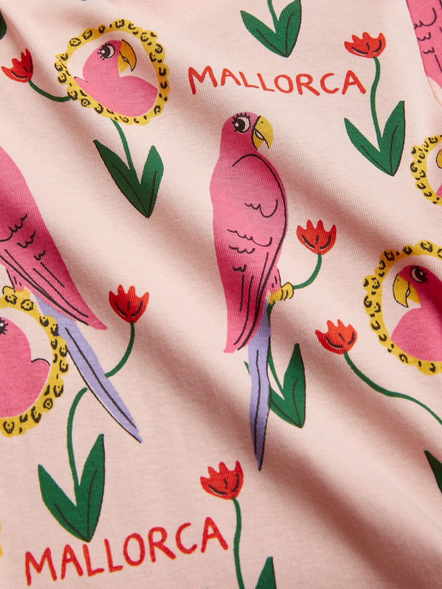 Mini Rodini Girls Parrot Print Dress In Pink 6 Mini Rodini Girls Parrot Print Dress In Pink - Image 4