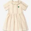 Mini Rodini Girls Striped Woven Dress In Ivory -Monna Clothing Shop MINS4085 OFFWHITE 1