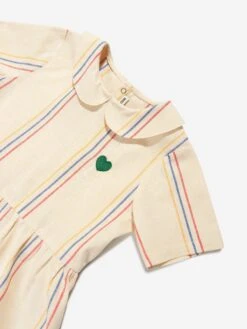 Mini Rodini Girls Striped Woven Dress In Ivory -Monna Clothing Shop MINS4085 OFFWHITE 3