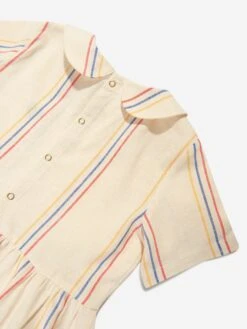 Mini Rodini Girls Striped Woven Dress In Ivory -Monna Clothing Shop MINS4085 OFFWHITE 4