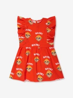 Mini Rodini Girls Hike Woven Ruffle Dress In Red