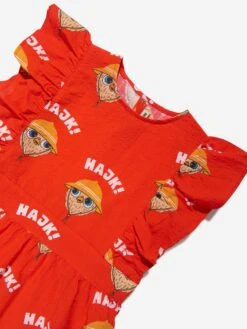 Mini Rodini Girls Hike Woven Ruffle Dress In Red -Monna Clothing Shop MINS4086 RED 3