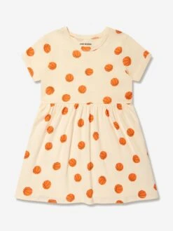 Mini Rodini Girls Basketball Print Dress In Ivory
