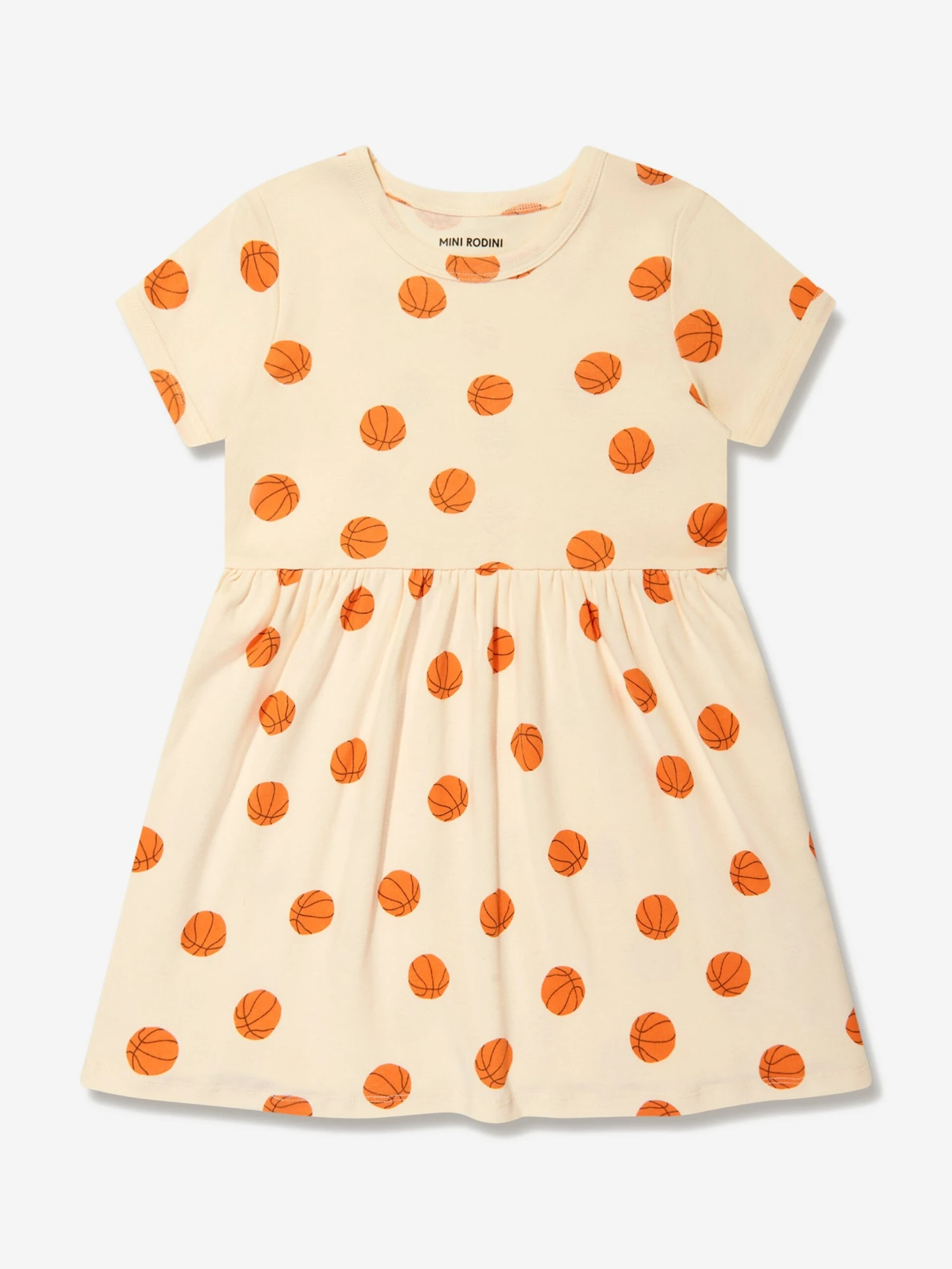 Mini Rodini Girls Basketball Print Dress In Ivory 3 Mini Rodini Girls Basketball Print Dress In Ivory