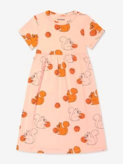 Mini Rodini Girls Squirrels Print Dress In Pink