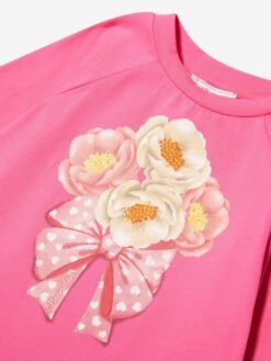 Monnalisa Girls Tulle Hem Flower Dress In Pink -Monna Clothing Shop MLSA3006 0048 3